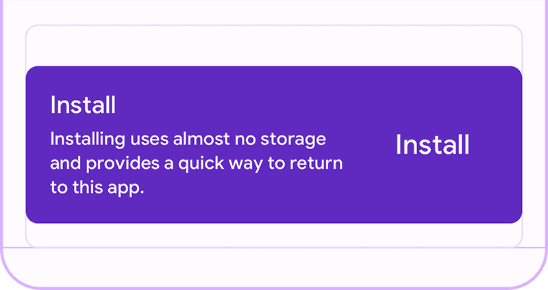 Banner de instalação personalizada como snackbar.