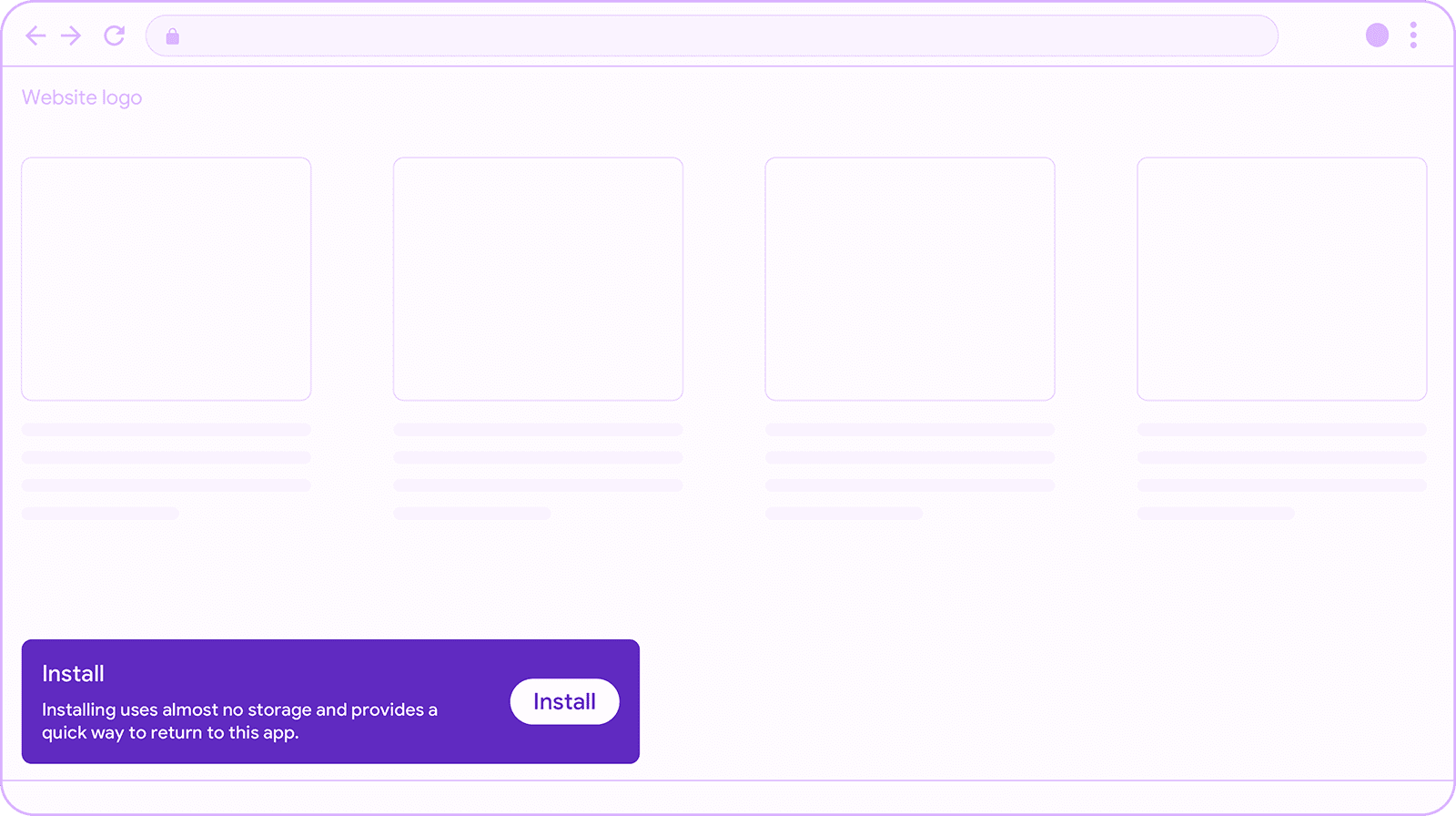 Banner de instalación personalizado como barra de mensajes.