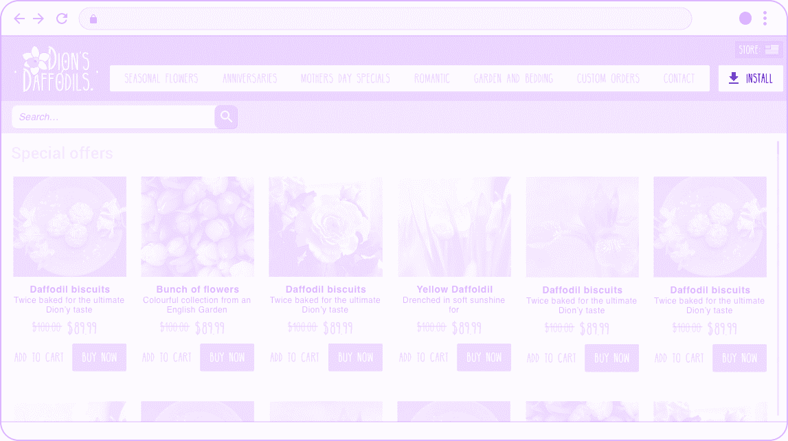 Tombol penginstalan kustom di header.