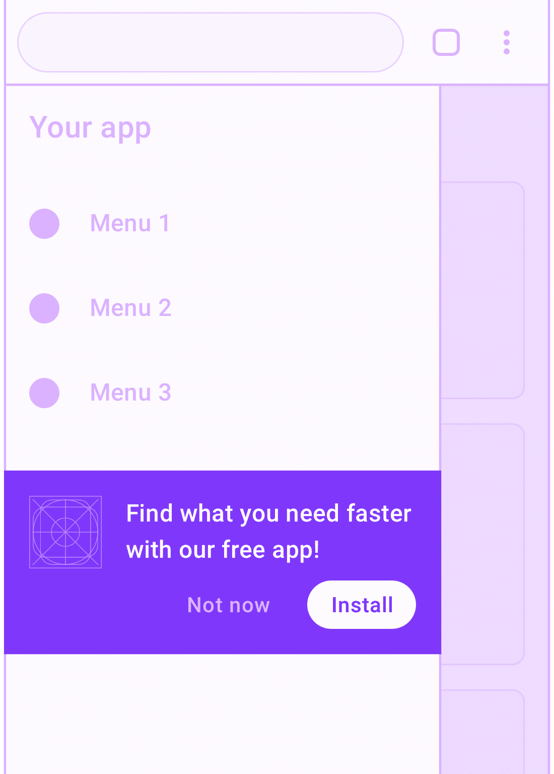 Custom install button in nav menu