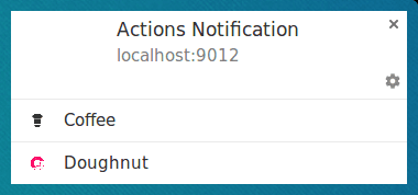 Notificación con botones de acción en Chrome en Linux.