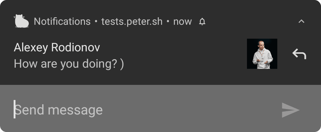Notification on Android with an opened text input field.