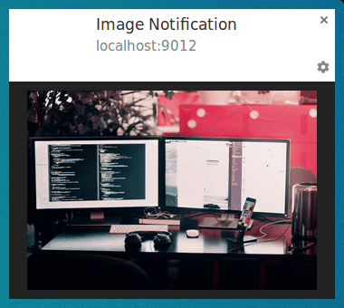 Notifikasi dengan gambar di Chrome di Linux.