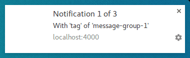 Première notification avec la balise du groupe de messages 1.