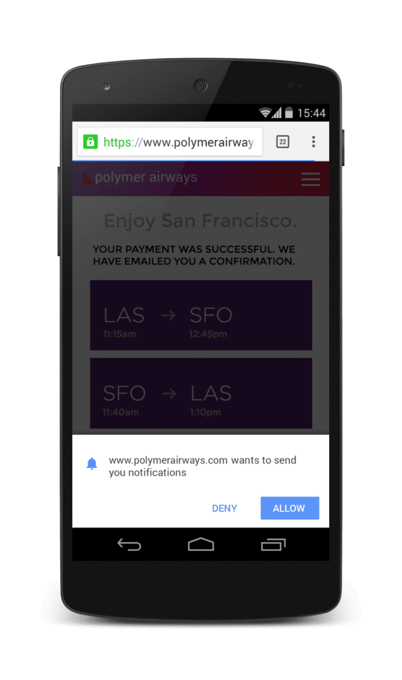 Exemplo de UX de Owen Campbell-Moore para a solicitação de permissão.