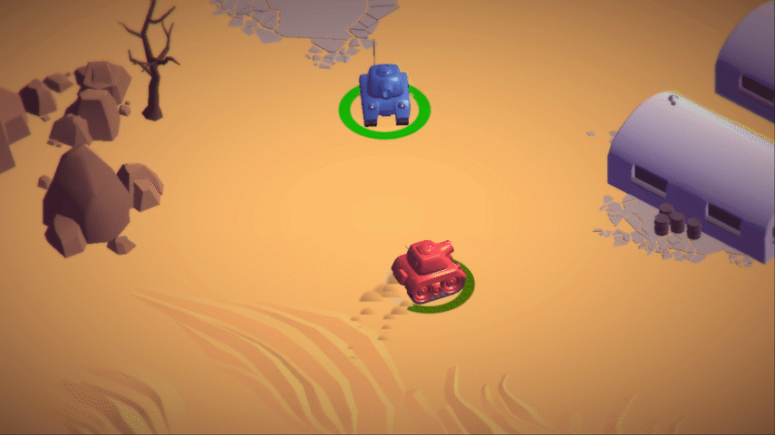 兩輛坦克車正在交戰。