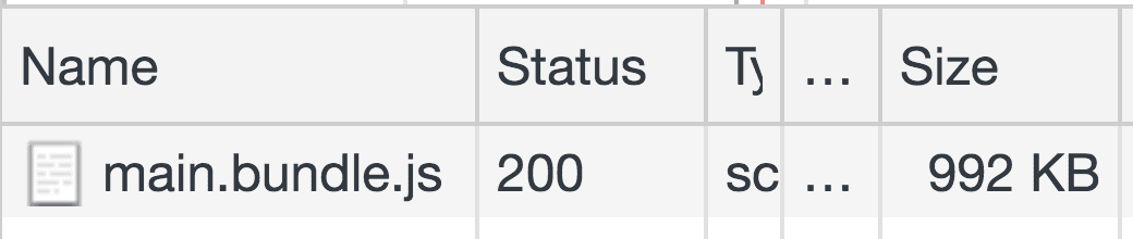 Network panel with bundle request