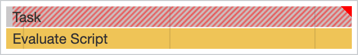 Trabalho de avaliação de script visto no Performance Profiler do Chrome DevTools. O trabalho gera uma tarefa longa durante a inicialização, o que bloqueia a capacidade da linha de execução principal de responder às interações do usuário.