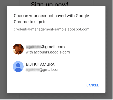 Selettore Account Google che mostra più account.