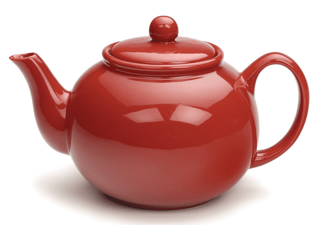 A teapot with handle and spout.