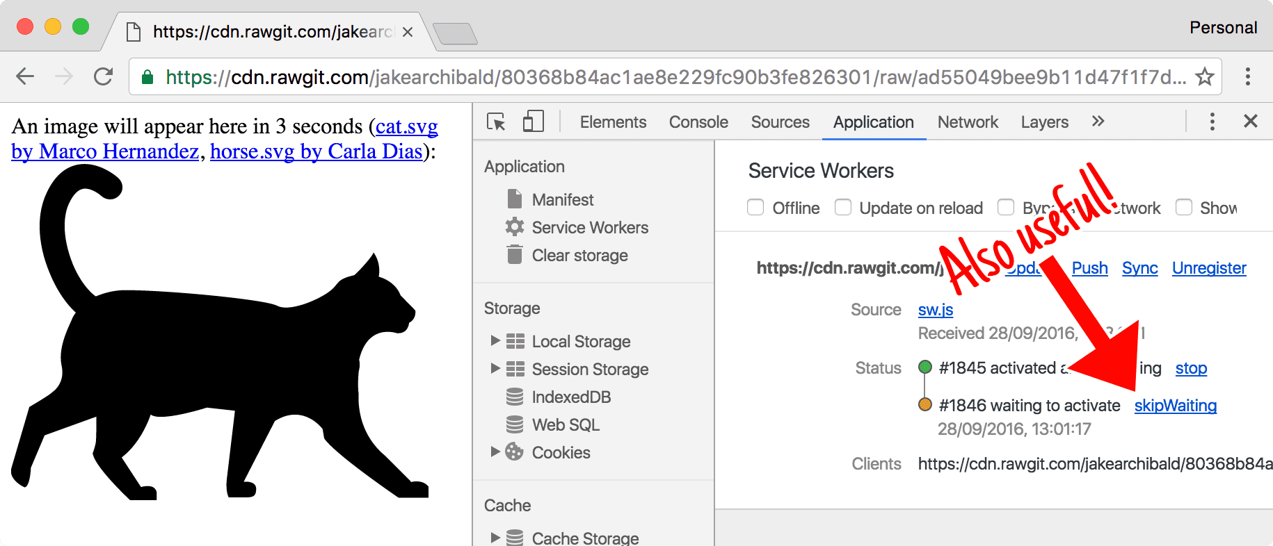 DevTools mostrando como pular a espera