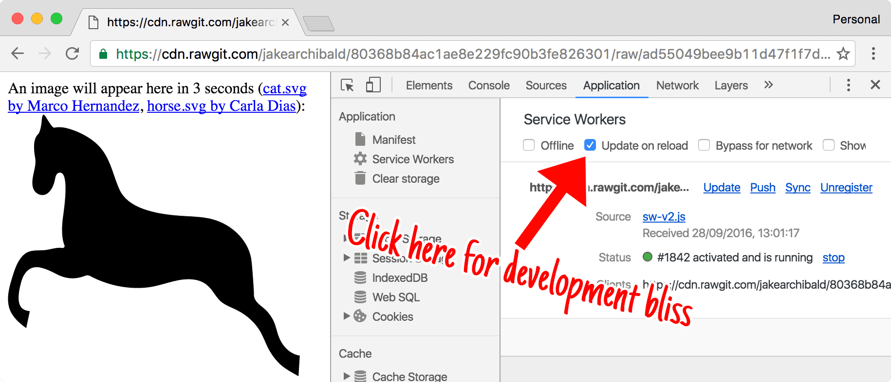 DevTools mostrando &quot;update on reload&quot;