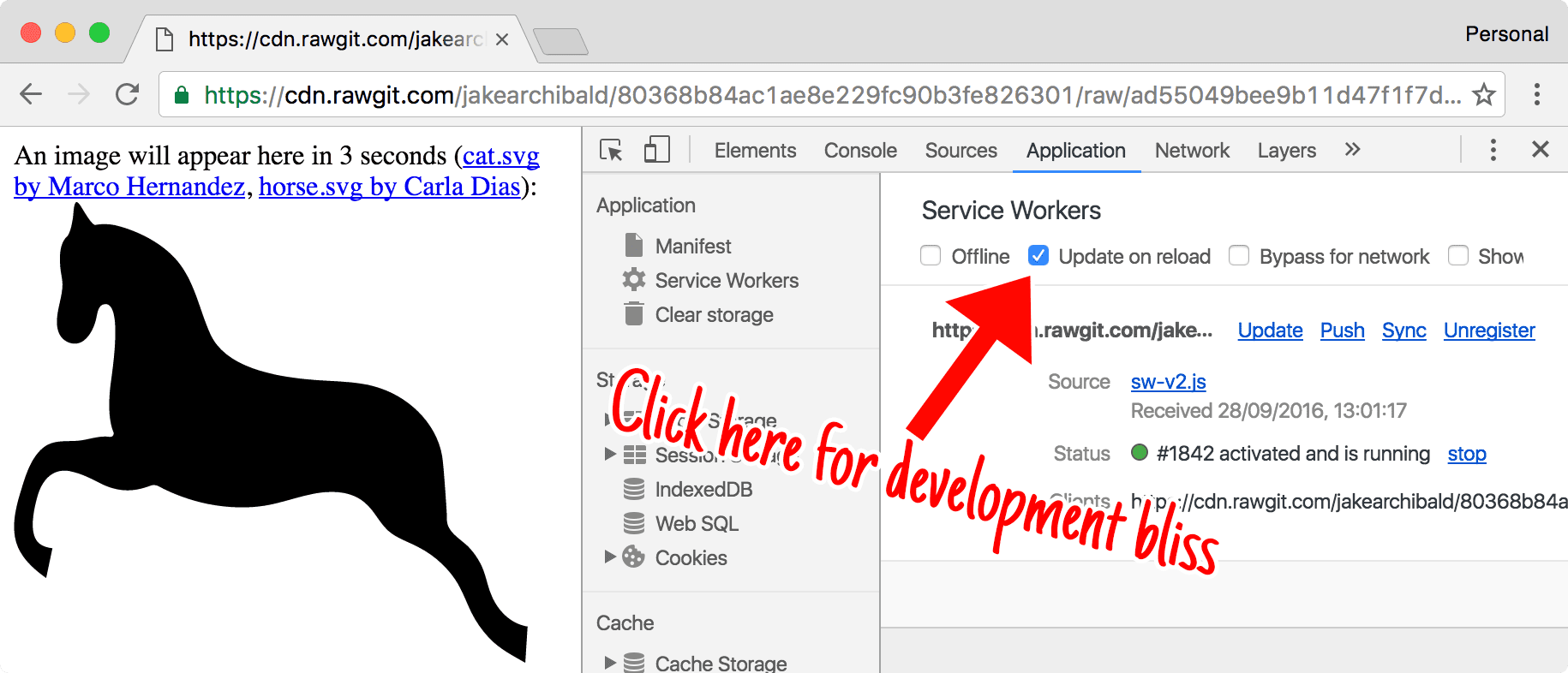 DevTools에 '새로고침 시 업데이트'가 표시됨