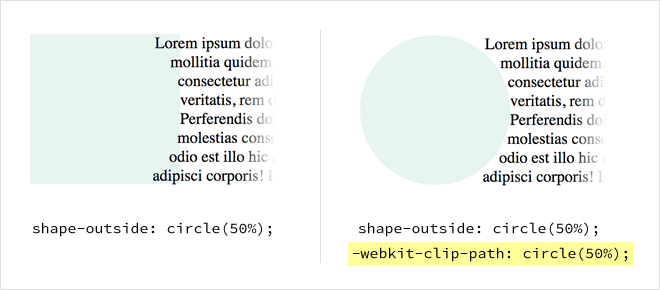 رسم توضيحي لشكل `Circle()` + مسار المقطع