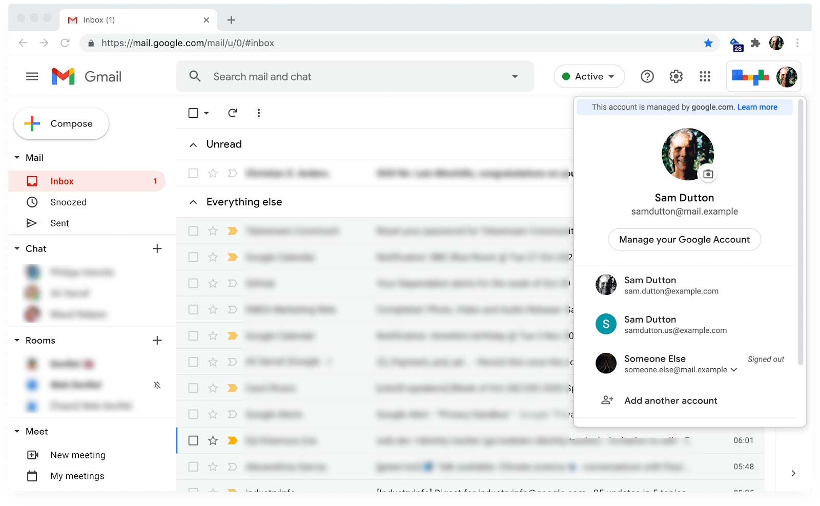 In Gmail wird der Kontowechsel angezeigt.