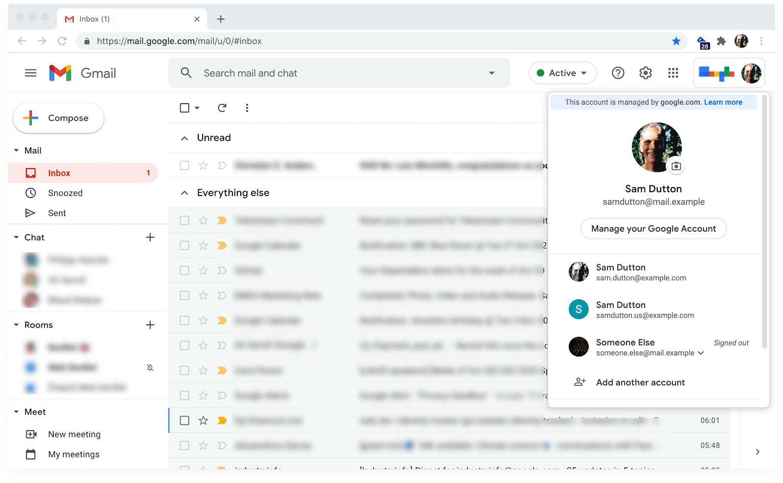 Gmail, menampilkan peralihan akun