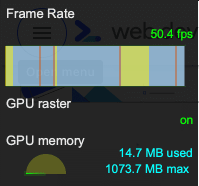 Estadísticas de renderización de fotogramas