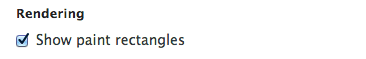 Enabling Show paint rectangles inside Chrome DevTools