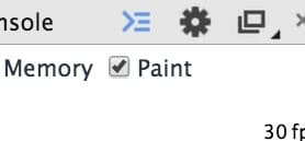 El botón de activación del generador de perfiles de pintura en las Herramientas para desarrolladores de Chrome.