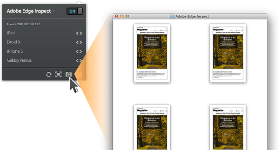 Screenshot generation with Edge Inspect