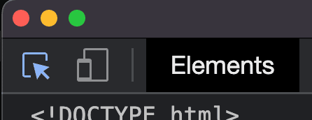 Screenshot dell'icona della casella e della freccia in DevTools che richiama lo strumento di selezione degli elementi.