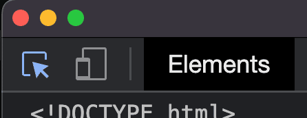 Screenshot dell&#39;icona a forma di casella e freccia in DevTools che richiama lo strumento di selezione degli elementi.