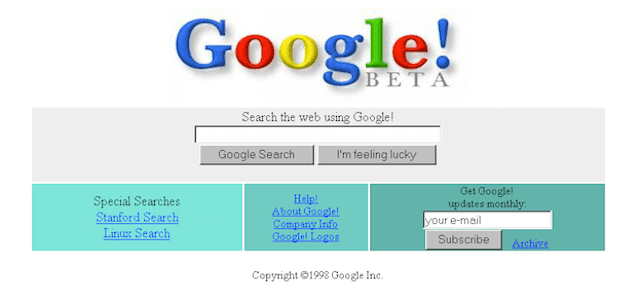 یک صفحه وب به سبک دهه 1990