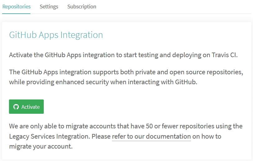 Integrazione delle app GitHub su Travis CI