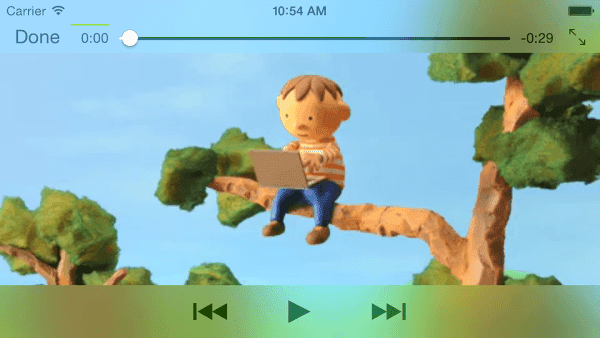Screenshot video yang diputar di Safari pada iPhone, lanskap.