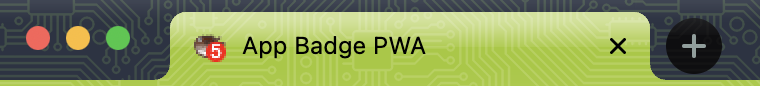 Favicon que muestra el ícono real con el número 5 como valor de la insignia.