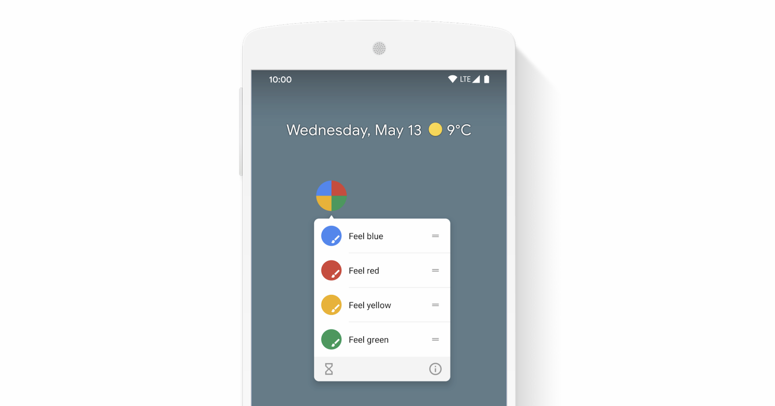 Android で開いたアプリのショートカット メニュー。