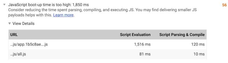 Tiempo de inicio de JavaScript