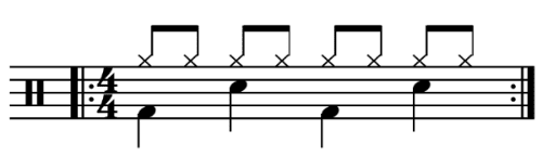 Un patrón simple de tambor de rock