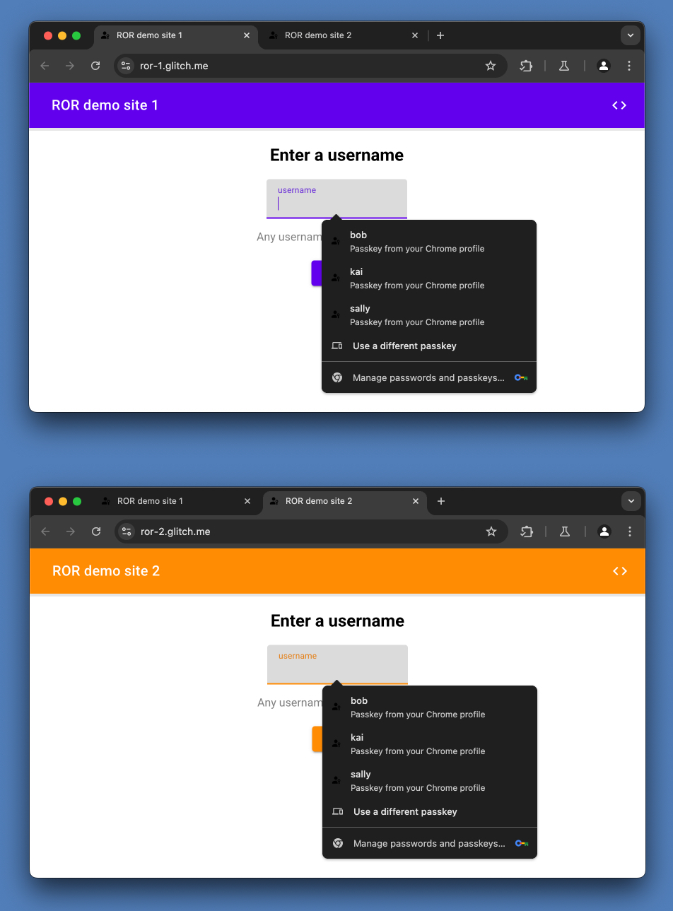 Chrome 會在兩個網站上自動填入內容。