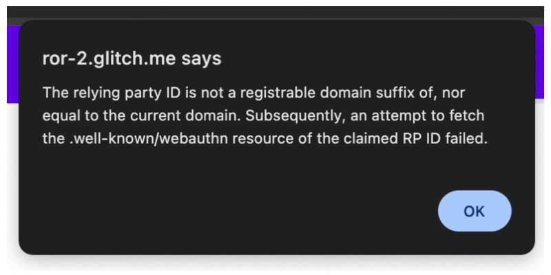 Chrome 中顯示錯誤訊息的彈出式視窗。