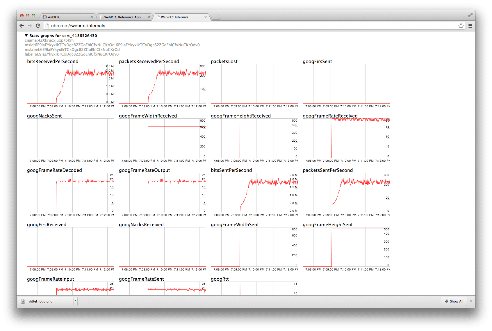 הדף chrome://webrtc-internals