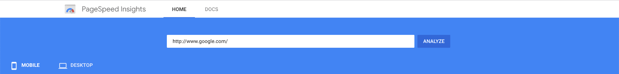 Versione precedente (al momento della stesura) di PageSpeed Insights