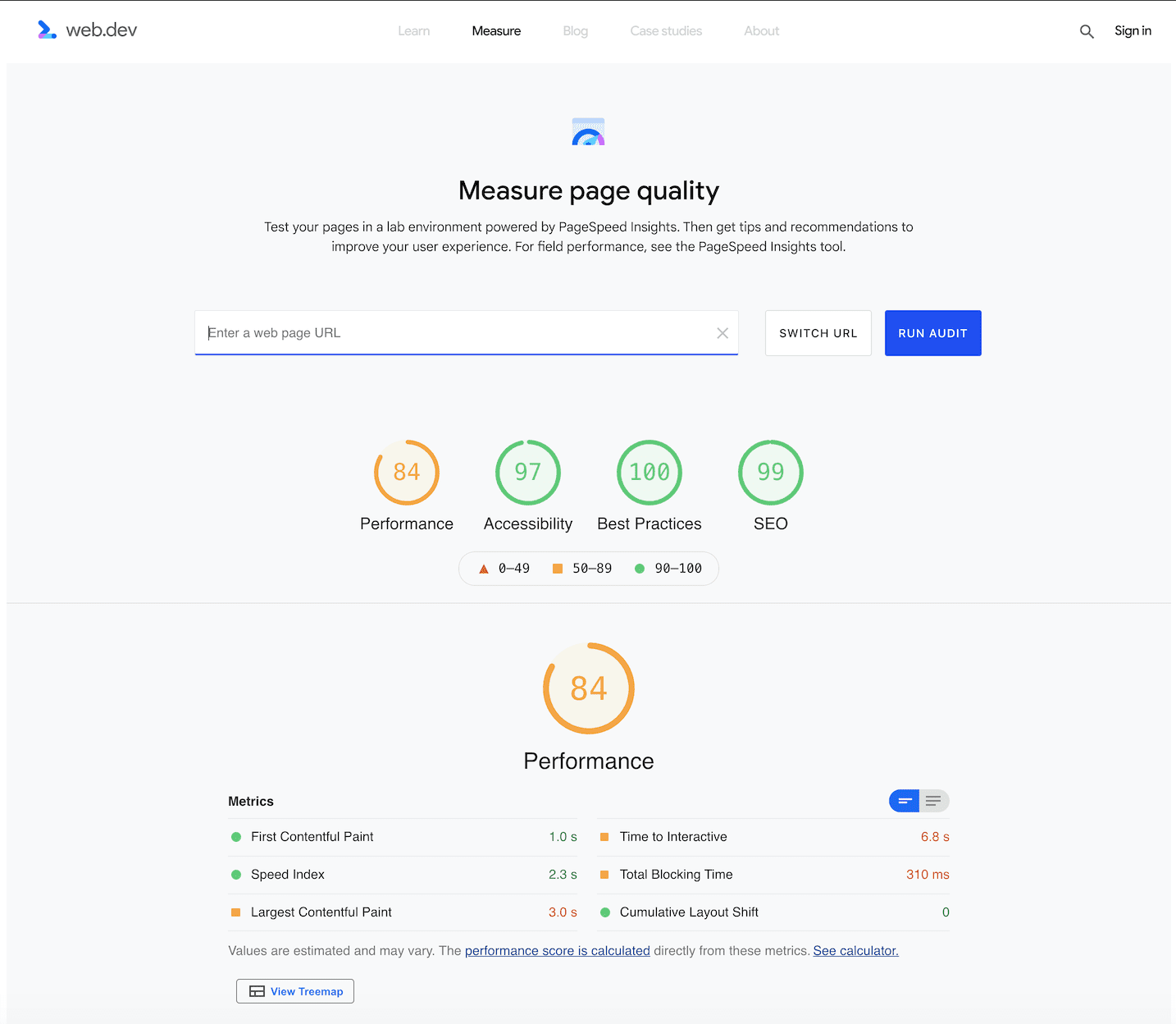 The refreshed version of the measure tool focusing on offering page quality measurement.
