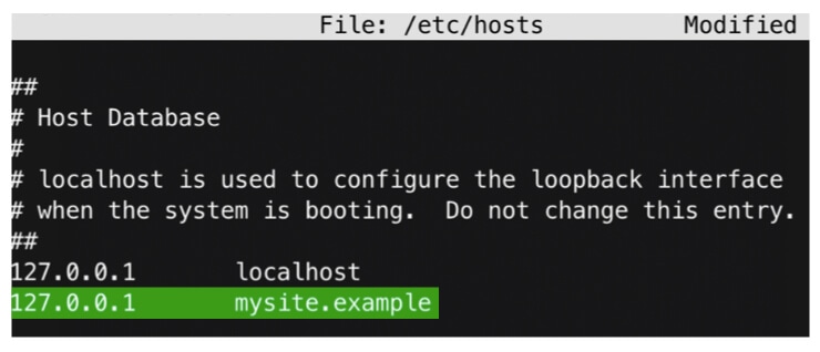 终端修改 hosts 文件的屏幕截图