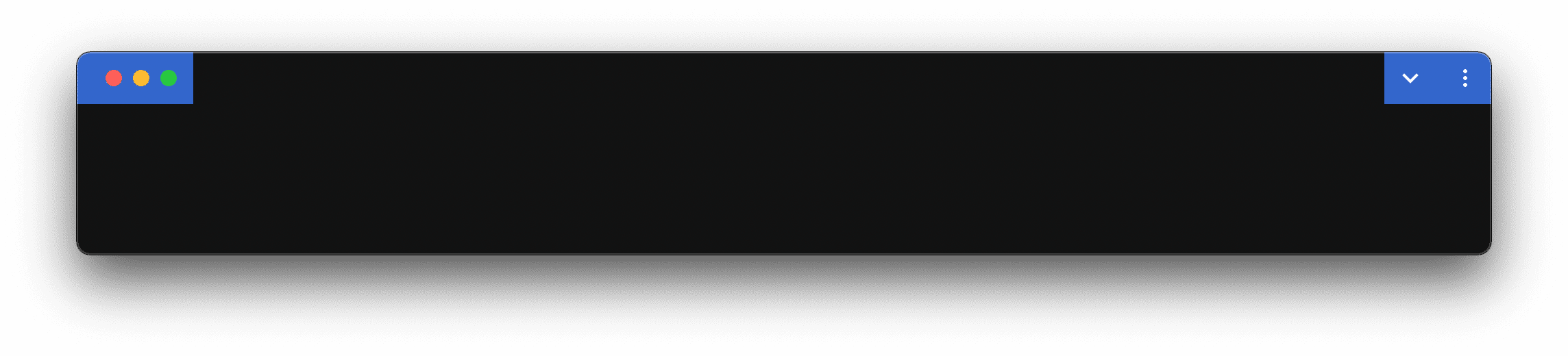 タイトルバーが空で、ウィンドウ コントロールが左側に表示されているアプリ ウィンドウ。