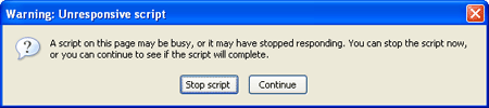 Unresponsive script dialog