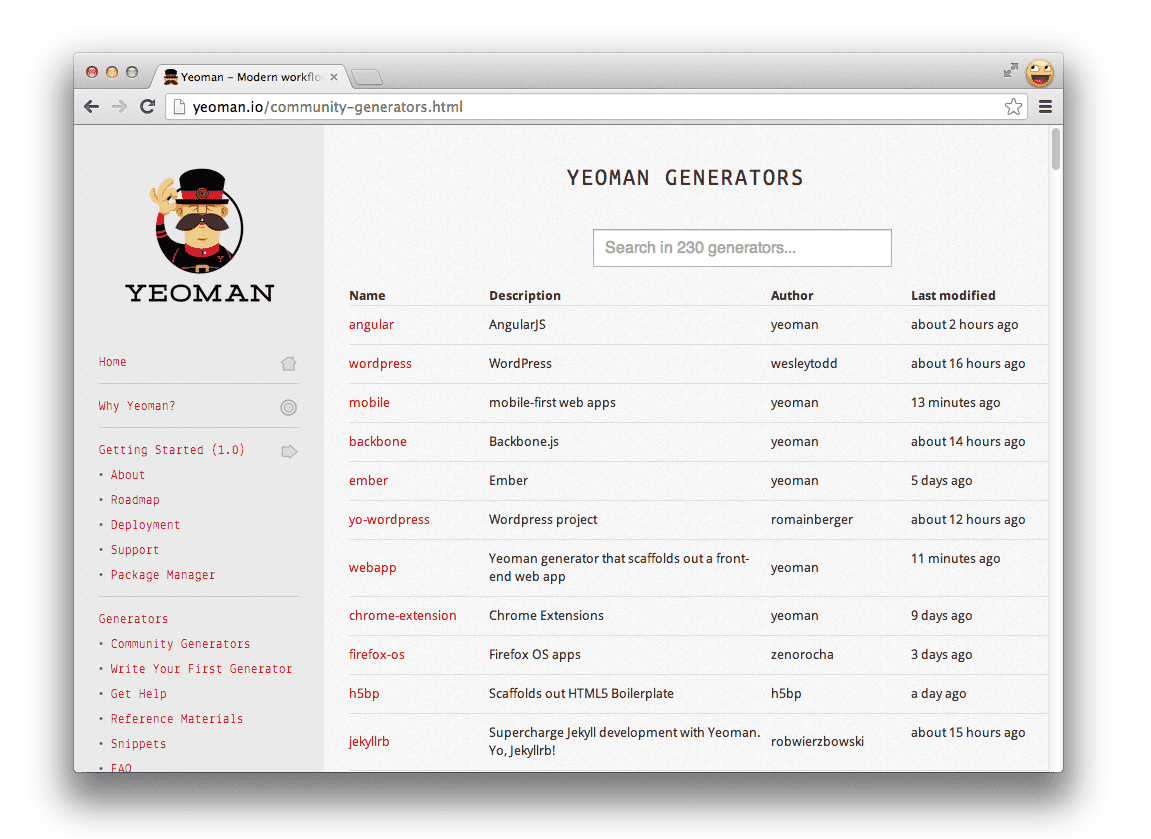 Yeoman homepage