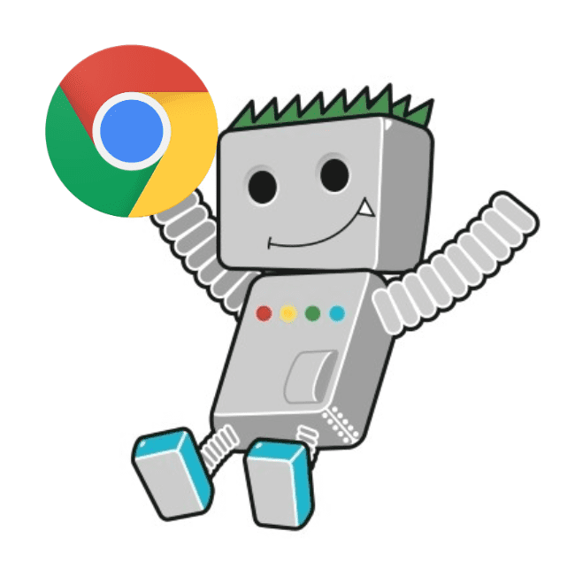 Googlebot holding the Chrome logo