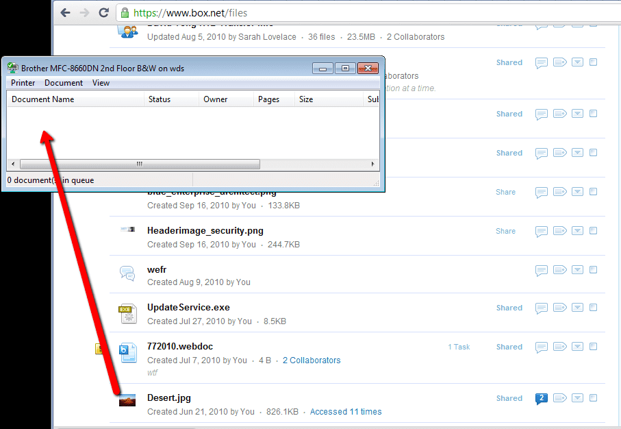 connecter un fichier à l&#39;imprimante