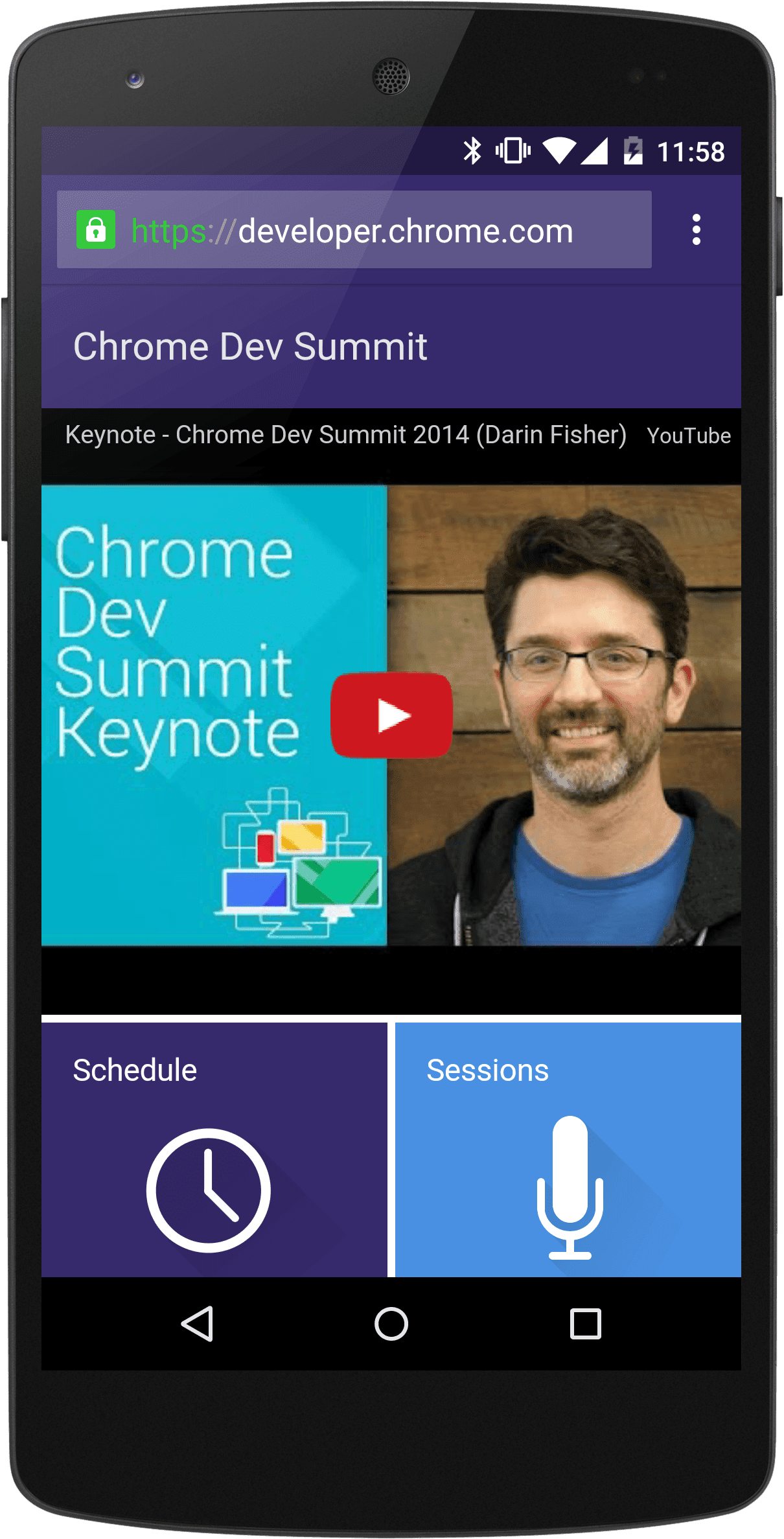 Captura de pantalla del sitio web de la Cumbre de desarrollo de Chrome de 2014