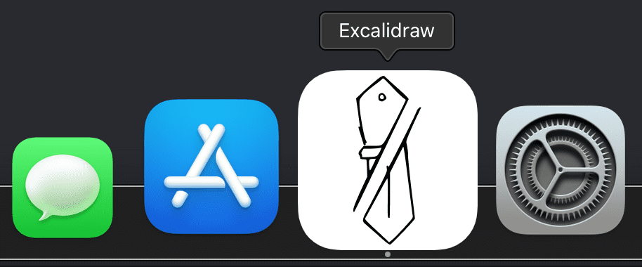 Ikona Excalidraw na Docku w systemie macOS.