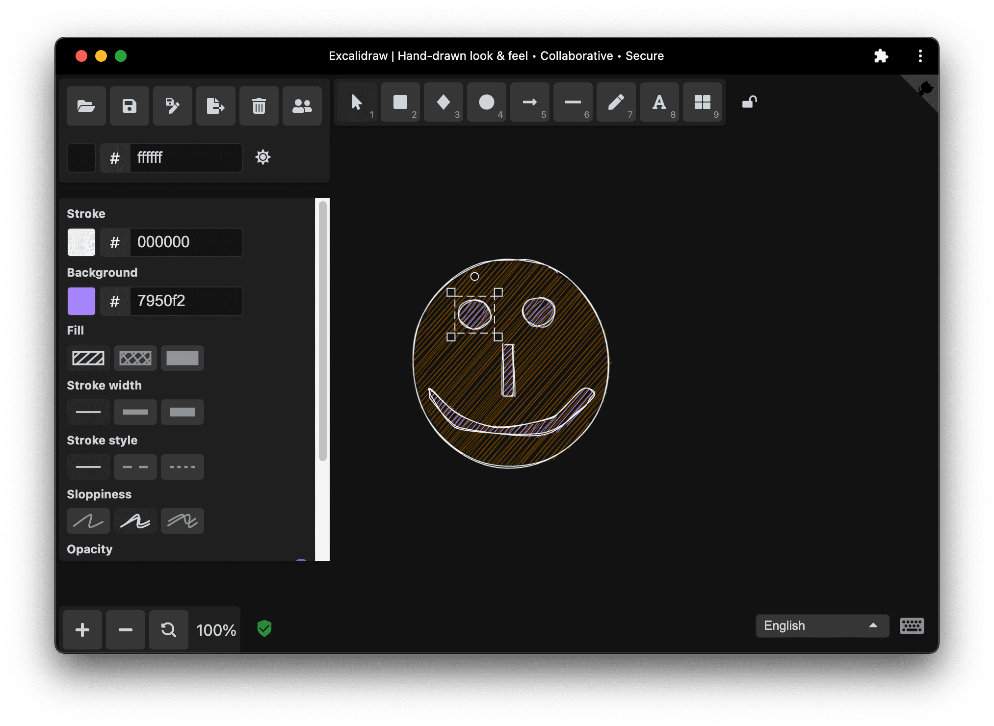 Exalidraw กำลังทำงานในหน้าต่างของตัวเอง