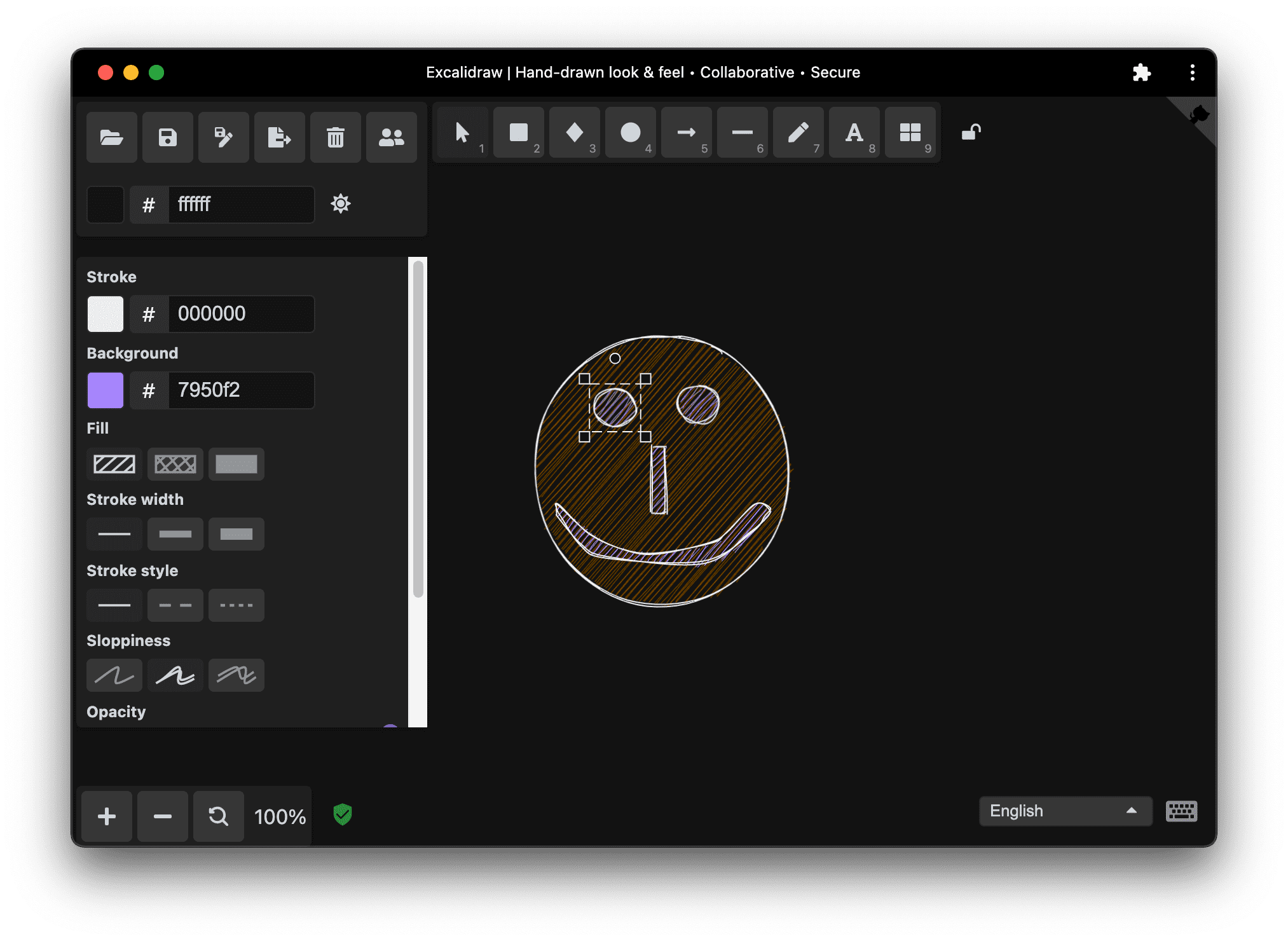 Excalidraw s'exécute dans sa propre fenêtre.