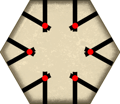 Points de contrôle sur une tuile hexagonale