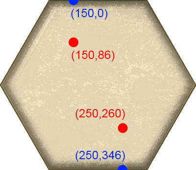 Coordenadas de la primera curva de Bézier